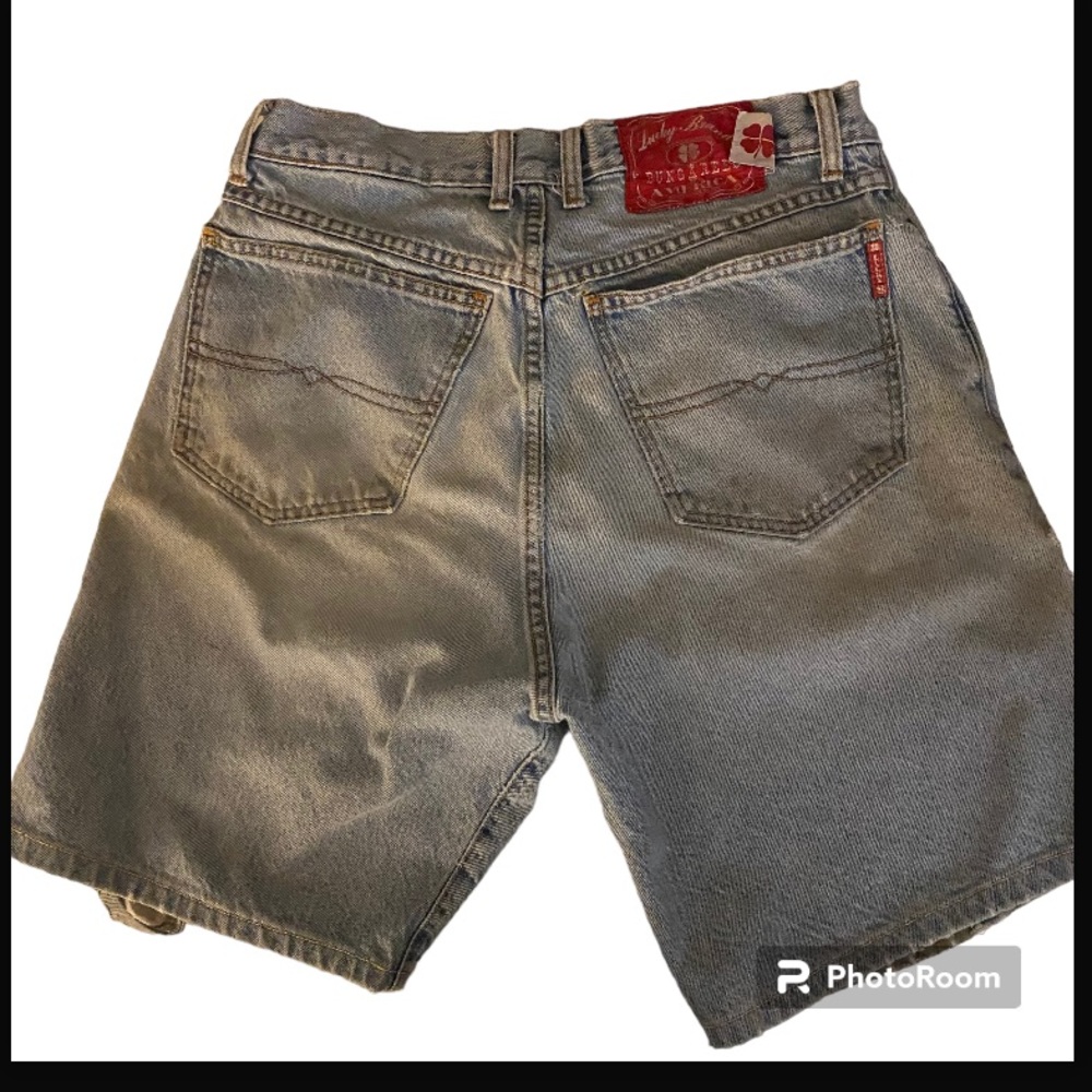 Vintage Men’s unisex Lucky Brand dungarees relaxed fit denim jean shorts as is